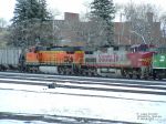 ATSF 611 and BNSF 4511 sitting in a six locomotive setup